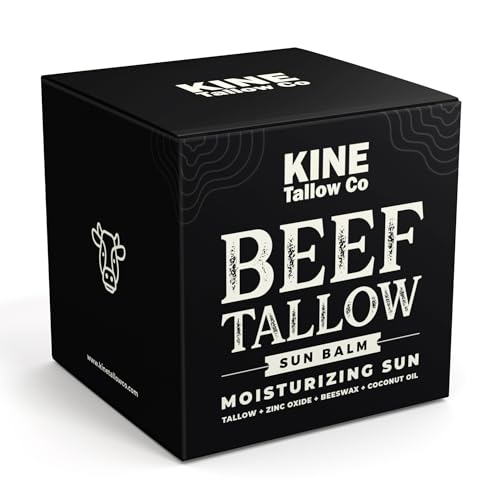 Kine Tallow Co. Moisturizing Tallow Sun Balm, Zinc Oxide Protection, Natural Ingredients with Beeswax and Coconut Oil