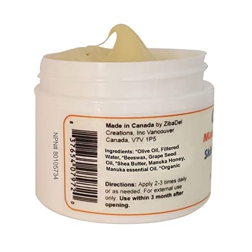 Organic Manuka Honey Skin Moisturizer Cream for Sensitive Dry Skin, Honey Relief for All Ages, Natural Moisturizer Cream for Face and Body, Made in Canada (4 OZ)