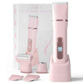 3-in-1 Bikini Trimmer for Women ? Electric Razor & Body Hair Trimmer with Charging Dock, USB-A to C7 Cable, IPX7 Waterproof, 1-Month Cordless, Battery% Display, Anti-Slip Grip ? X4 Blush Pink