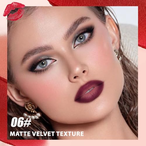 Matte Lip Lipstick Crayon Lip Liner Thick Pencil, High-Pigment Outline lips, Non-sticky Matte Velvet Texture, Waterproof & Smudge-Proof Longwear Pigmented, Fit for all tones 06#