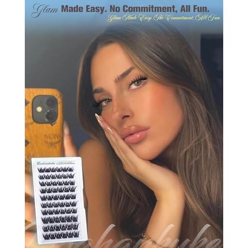 Lash Clusters Wispy Cluster Eyelash Extensions 10-14MM Short Eyelash Clusters CD Curl Individual Lashes DIY Volume Cluster Lashes Thin Band Lash Extensions for Travel-Size