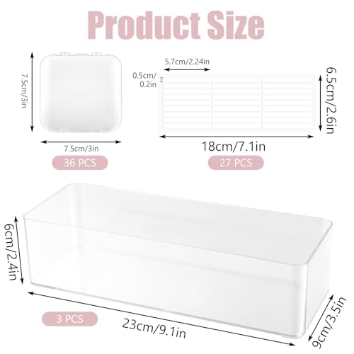 36 Pcs Press on Nail Storage Box Container All-In-One Clear 3 pcs Double Sided Tape Acrylic Display Fake Nail 3 Big Storage Box Organizer Case Artificial False Nail Boxes Packaging for Press Ons