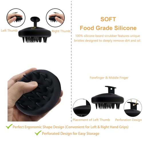 Beard Brush for Men, Silicone Beard Scrubber, Deep Cleans, Hair & Beard Exfoliator Helping Beard Shampoo Better Clean the Beard, Good Helper for Beard Oil - Eco & Reusable