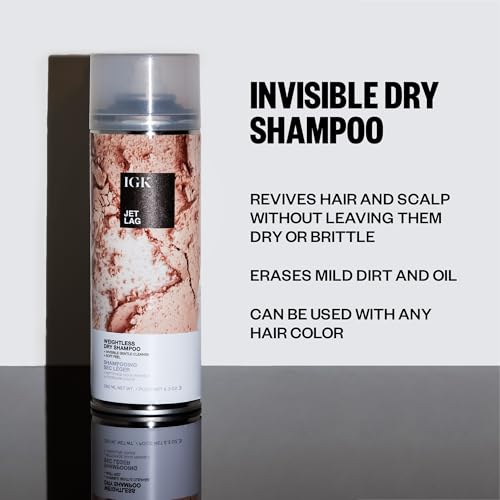 IGK JET LAG Invisible Dry Shampoo Travel | Weightless + Refresh Style | Vegan + Cruelty Free | 2 Oz
