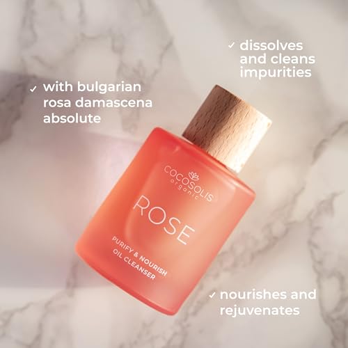 COCOSOLIS ROSE Purify & Nourish Oil Cleanser, moisturizing cleansing oil and make-up remover, vegan, with rose extract and vitamin E