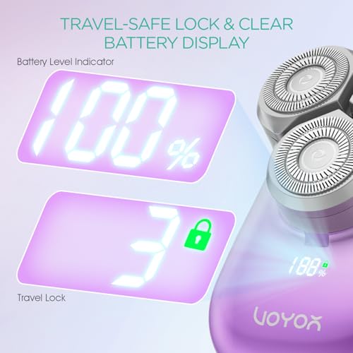 VOYOR Electric Razors for Women 3D Floating Blade Shaver for Women, Electric Shaver for Legs Bikini and Body Facial Hair Remover Women's Shavers Waterproof Women's Grooming ES310 (Purple)
