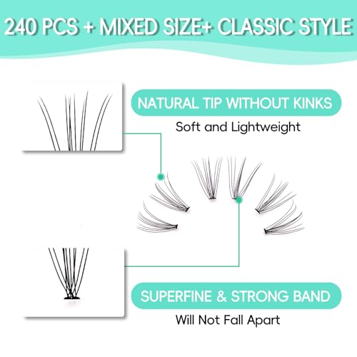 Bodemrincer 20 Root Thickness 0.07mm C Curl 8-10-12-14-16mm MIX 7D/10/12/20/30/40/50/60D 3D Individual Eyelashes Extension Soft Black Fake False Eye Lashes Tools (10D-8-10-12-14-16mm MIX)