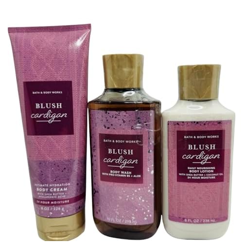 Bath & Body Works Body Blush Cardigan Gel Wash, Body Lotion and Ultimate Hydration Body Cream 3 Piece Set