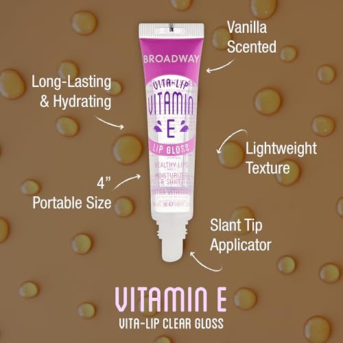 6 pcs Broadway Vita-Lip Gloss High Shine Long Lasting 2 Honey + 2 SHEA BUTTER + 2 Vitamin E Oil by RubyKisses Cosmetics