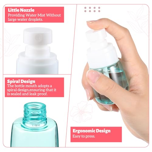 Hushee 60 Pcs 1oz/30ml Small Spray Bottle Bulk Mini Fine Mist Plastic Spray Bottle Tiny Empty Travel Refillable Clear Cosmetic Container for Cleaning Skincare Sample Perfume Skin Toner Essential Oils