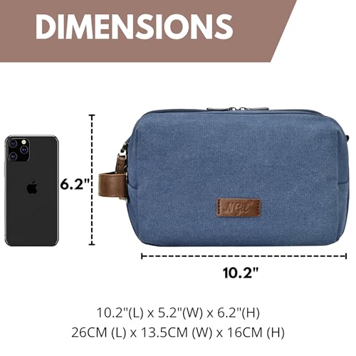 NGIL Traveling Toiletry Bag, Canvas Toiletry Organizer for Women and Men, Cosmetic Case, Skincare, Shaving Kit Organizer Traveling Toiletry Bag (Navy, Medium)