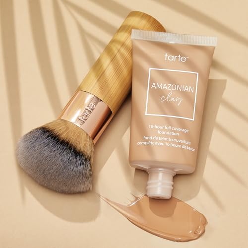 tarte the buffer airbrush finish foundation brush ? Blending Brush for Cream, Liquid or Powder Makeup, Buildable Coverage & Seamless Application for Flawless Finish, Vegan & Cruelty-Free, full size