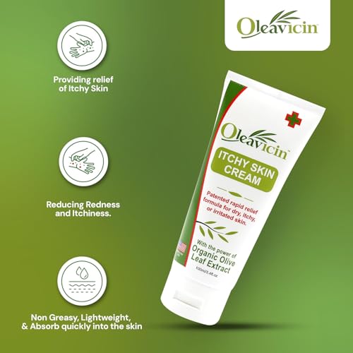 Oleavicin Extra Strength Anti-Itch Cream (3 Pack) for Dry, Itchy Skin Relief ? Natural Fungal & Rash Treatment with Olive Leaf Extract ? Fast-Acting, Long-Lasting Itch Relief