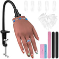 Practice Hand for Acrylic Nails£¬Nail Practice Hand with Stand Bracket, Flexible Bendable Silicone Nail Practice Fake Hand, Nail Training Mannequin Hand for Acrylic Nails for Beginners, Nail Tech