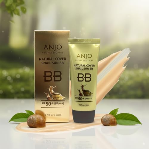 Anjo Snail BB Cream Korean 2 Pack 50ml - Korean BB Cream Professional Skincare - Lightweight, Non-Greasy Mucin Moisturizer - Natural Cover Foundation for Even Skin Tone