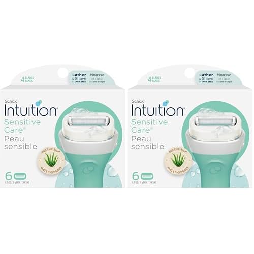 INTUITION Schick Refill,Razors for Women Sensitive Skin | Intuition Razor Blades Refill with Organic Aloe,Razor Refills,6 Count (Pack of 2)