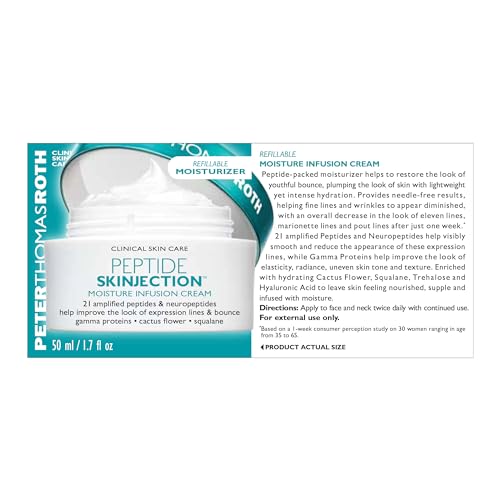 Peter Thomas Roth | Peptide Skinjection¢â Moisture Infusion Cream, Refillable Moisturizer, For Loss of Firmness and Elasticity, Fine Lines & Wrinkles, Dryness, 21 Amplified Peptides & Neuropeptides