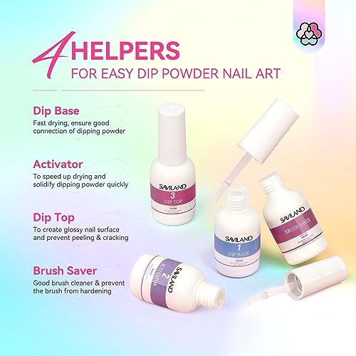 SAVILAND Dip Powder Nail Kit Starter: 29 Pcs Dip Nails Powder Starter Kit for All Season 15 ml Dipping Liquid Set with Base Top Coat Activator for French Nail Art Manicure DIY Salon Ideal Gift Set