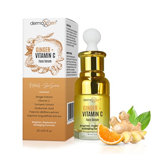 Ginger Vitamin C Serum for Face ? Organic Facial Serum with Hyaluronic Acid & Turmeric Root | Hydrating Moisturizer for Dull, Dry Skin ? Reduces Acne, Wrinkles & Hyperpigmentation - 1FL OZ