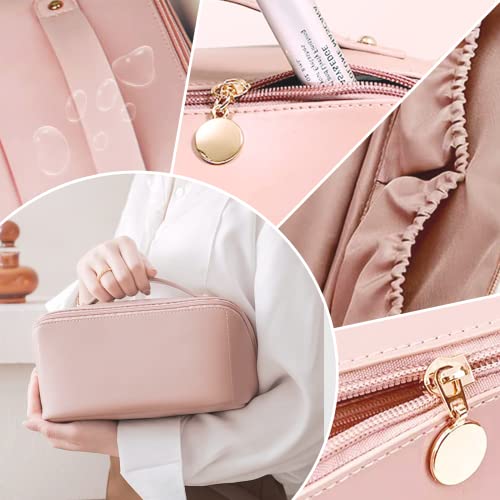 Large Capacity Travel Cosmetic Bag with Handle and Divider - Multifunctional Makeup Bag for Easy Access, Waterproof