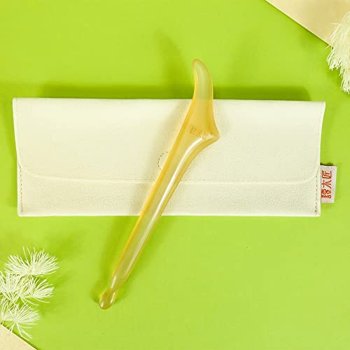Tan Mujiang Guasha Board Natural Sheep Horn with Unique Handicraft Scraping Therapy Spa Massage Tool Kalla