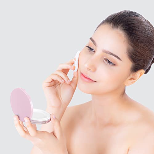 OIIKI 2 Packs Loose Powder Compact Containers, 3g Refillable Container with Powder Puff, Mirror, Net, Spoon, DIY Makeup Powder Cases Portable Powder Compact Boxes for Daily Use or Travel -Pink, Silver