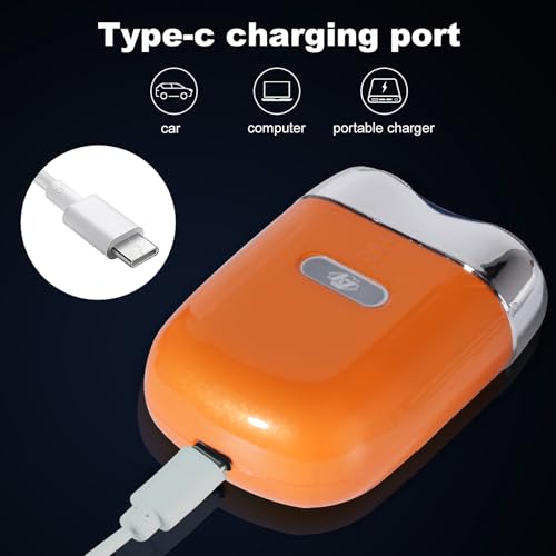 Mini Electric Shaver - USB C Fast Charge Portable Small Shavers for Men | Women - Dual Head Pocket Shaver Washable Travel Electric Razor Powerful Wet & Dry Mini Razor - Easy One Button Use (Orange)