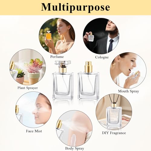 12 Pack Refillable Glass Perfume Bottles - Premium Square Gold Atomizer Spray Bottles, Leak-Proof Portable Empty Perfume Containers for Travel, Purse, Gym & Home Office Use