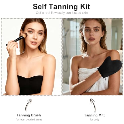 Tanning Mitt Self Tanner Mitt 2 in 1 Set Self Tanning Mitt ? Self Tan Mitt Tanning Glove Tanning Mitts Self Tanner Brush for Self Tan Mit for Streak-Resistant Tanning Application for Face,Body