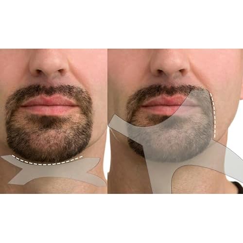 Beard Shaping Tool Template Men -(White) 100% Clear - Premium & Friendly Gift Package -Barber Pencil - Wooden Comb - Best Facial Hair Shaper Instrument - Great All Kind Beards & Shape Style