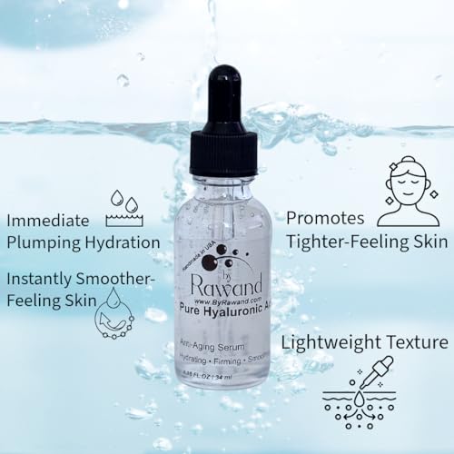 Pure Hyaluronic Acid 2% handmade with Rose water & Frankincense Multi Depth Hydration (High & Low Molecular Weight) Serum, Anti-Dryness, Oil-Free, Deep Hydrating, Anti Aging and Firming