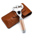 Parker Women¡¯s Travel Razor ? Compatible with Gillette¢ç Venus¢ç Cartridges ? Compact 3?Blade Razor with Rose?Gold Chrome Brass Handle & Buffalo Leather Travel Case