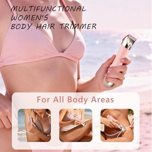 Dermave Bikini Shaver- IPX7 Waterproof & Painless Electric Razors for Beauty, Pubic Hair, Face, Legs & Underarms-Portable Cordless Bikini Trimmer for Women(Pink-Storage Bag)