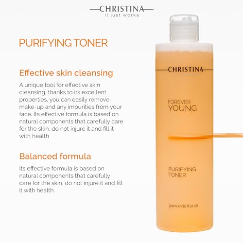 Christina - Forever Young Purifying Toner - Hydrating Facial Toner for Oily & Dry Skin - Cleanses and Removes Excess Oil - pH-Balancing Astringent with Witch Hazel & Quillaja - Alcohol-Free - 300ml