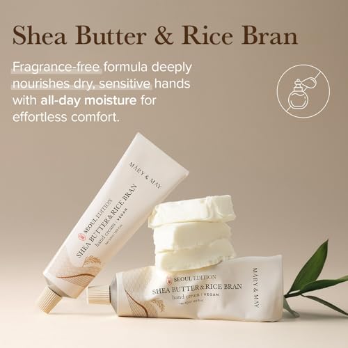 Mary&May SEOUL EDITION Shea Butter & Rice Bran Hand Cream Trio Set - Korean Nourishing Vegan Hand Moisturizer for Soft, Healthy Hands - 3 Different Formula & Scent, 1.69oz. 3ea