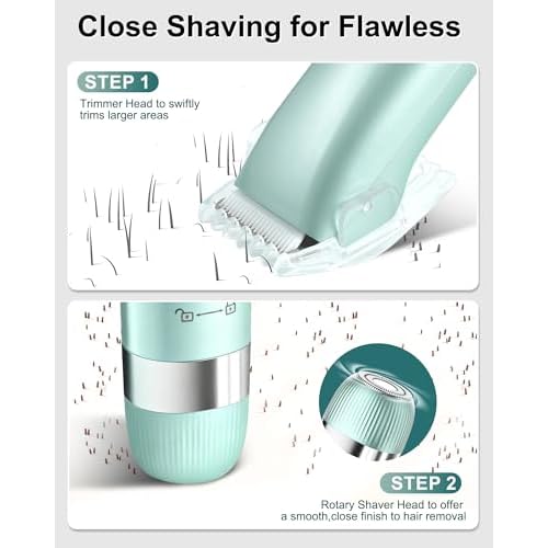 Electri Razors for Women, 2 in 1 Personal Groomer Kit Bikini Trimmer for Women Painless Lady Shaver for Face, Bikini, Underarm, Legs, Arms Waterproof, USB Rechargeable Facial Hair Trimmer