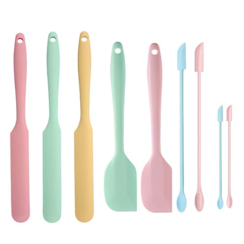 9 Pieces Wax Stick Non-stick Wax Spatulas Silicone Reusable Beauty Makeup Spatulas Different Sizes Silicone Scrapers for Cosmetic Bottles Hard Wax Stir Sticks Set Hair Removal Waxing Applicator