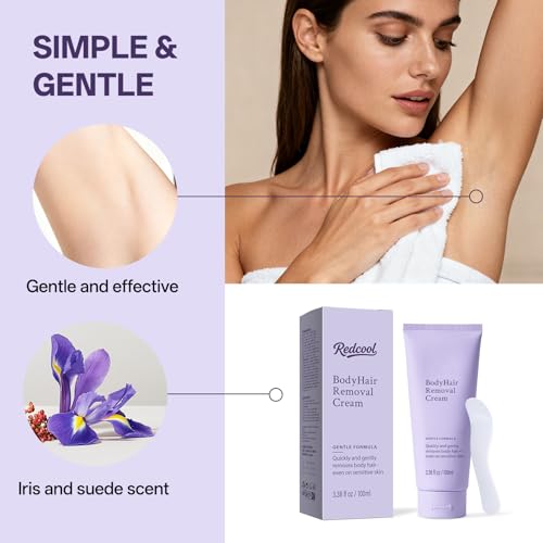 Body & Facial Hair Removal Cream for Women and Men, Painless Depilatory Cream for Sensitive Skin, Gentle Hair Remover for Legs, Arms, Underarms & Bikini Line with Spatula Applicator (1PCS)