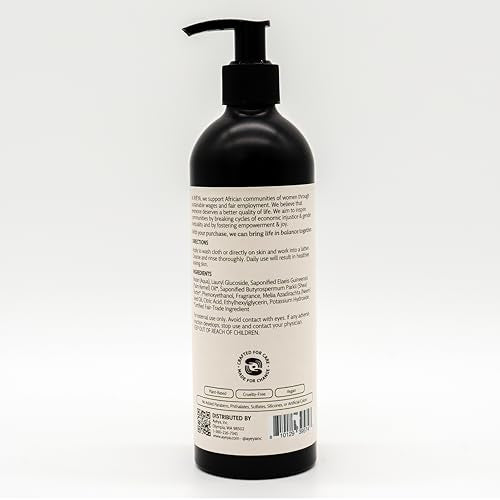 AY?YA Liquid African Black Soap ? Reset | Peppermint, Eucalyptus & Neem Oil | Detox Vegan Face & Body Wash for Acne, Oil & Pores | Cleanser with Shea | Handmade in Ghana | 12 Fl oz
