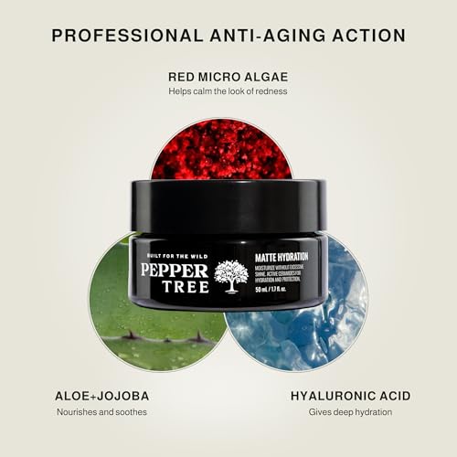 Peppertree Men's Matte Hydration Face Moisturizer - Hydrating Face Cream for Sensitive, Normal & Dry Skin - Facial Moisturizer with Hyaluronic Acid, Aloe, Jojoba for Nourishing & Gentle Skin Care