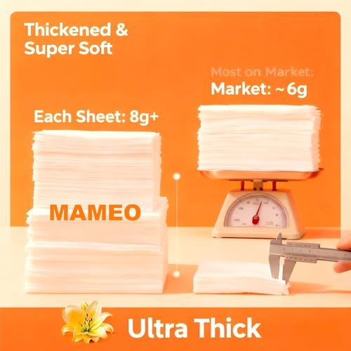 MAMEO Ultra Thick Disposable Face Towels XL, Lint-Free Facial Wipes for Makeup Removal & Gentle Skin Care,Household Essentials,40 Count£¨1 Pack£©
