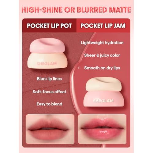 SHEGLAM Bounce Putty Pocket Lip Pot velvet Matte Lip Gloss Soft High Pigment Color Lip Stain with Brush-Tomato Tango