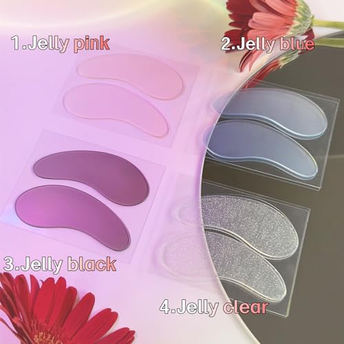 Under Eye Patches for Lash Lift and Eyelash Extension - Durable Gel Pads to Separate Upper & Lower Lashes - Sticky Moon Shape Patch Fits Eyelids - Eyelash Mask Cover in 4 Colors