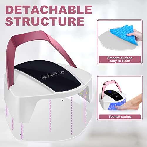 96W Rechargeable UV Light for Nails - Cordless LED Lamp With Portable Handle, Auto Infrared Sensor, 4 Timers - Professional Curing Tool for Gel Polish (White)