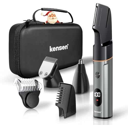 Body Hair Trimmer for Men - kensen 3-in-1 Beard Trimmer for Men, Manscape Men's Groin & Pubic Hair Trimmer IPX6 Waterproof Wet/Dry Hair Clippers for Mens Rechargeable Electric Razor for Mens (Gray)