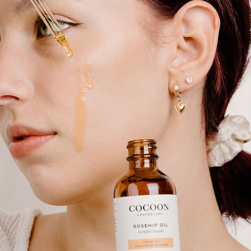 Cocoon Apothecary Rosehip Oil 2 fl oz - 100% Pure Facial & Rosehip Oil For Face, Ecocert Cosmos Organic, Nourish + Calm, Hydrate, Smooth Dry Irritated Skin, Rich in Antioxidants