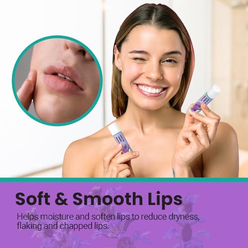 | USDA Organic Lavender Lip Balm ? 70% Jojoba Oil with Beeswax ? Natural Lavender Essential Oil ? Softens, Conditions & Protects Dry Lips ? 2-Pack (0.15 oz / 4.6 g Each)