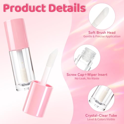 8 Pack Empty Lip Gloss Tubes with Wand & Rubber Insert, 6ml Refillable Clear Plastic Lipgloss Containers with Syringes & Funnel, Portable Leak-Proof Colorful Bottles for DIY Lip Gloss Balms