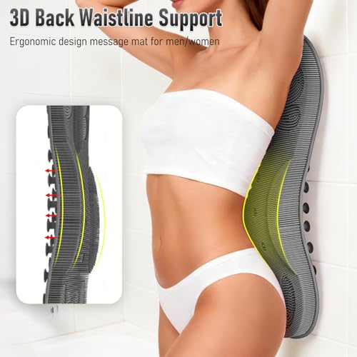 Shower Scrubber for Back & Body Wall Mounted Men Women, XL Large Scrubber Mat Exfoliating Bristles & Massage Brush - Long Wide Cover Bathtub Luxury Bath Cushion Back Support Pad Big Suction Cups Grey