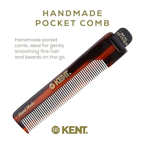 Kent NU22 Handmade All Fine Tooth Pocket Comb for Men, Women and Kids, Hair Comb Straightener for Everyday Grooming Styling Hair, Beard and Mustache, Saw Cut and Hand Polished, Made in England